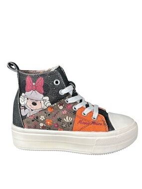 Disney Minnie Mouse Girls High Top Platform Sneakers Floral Patchwork Size 13
